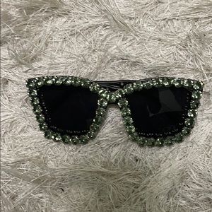 Olive green rhinestone shades